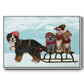 Christmas Mutt Sled - Floater Framed Canvas Print