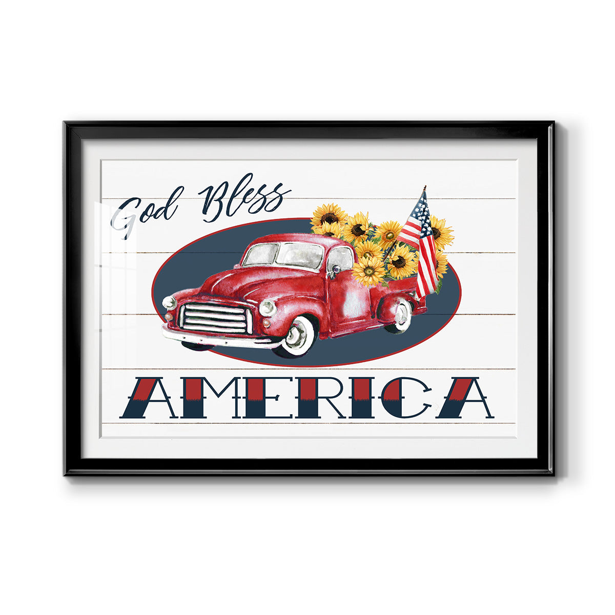 God Bless America Truck Premium Framed Print - Ready to Hang