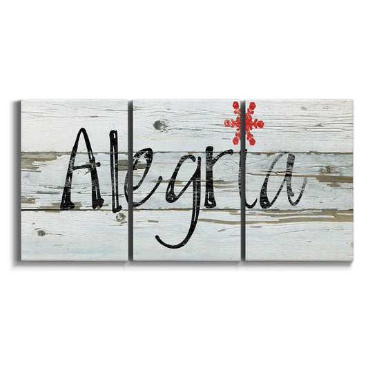 Three-panel canvas wall art featuring festive Spanish holiday typography design on white background.
