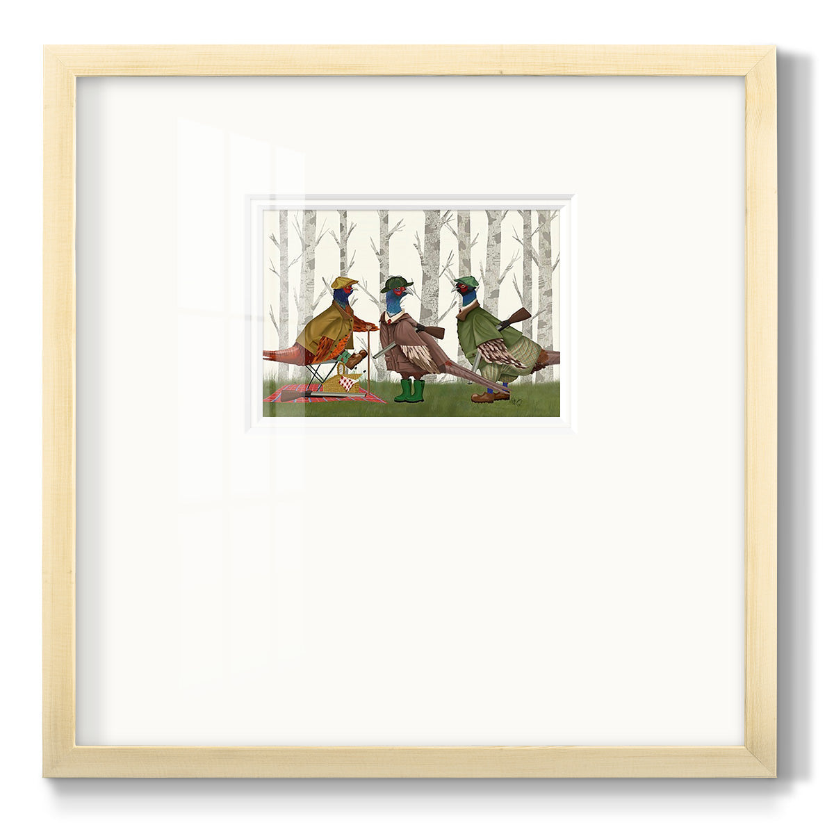 Pheasant Shooting Party Group 1 Premium Framed Print Double Matboard