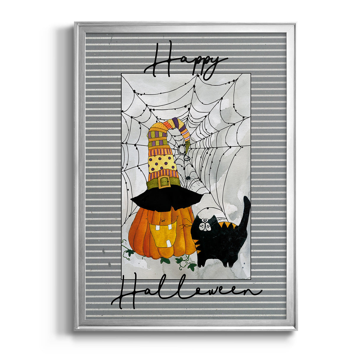 Happy Halloween Pumpkin - Modern Framed Canvas Print