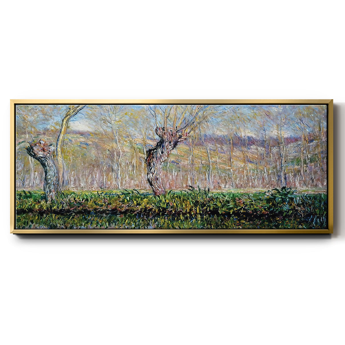 The Banks of the River Epte in Springtime, 1885 - Floater Framed Canvas Print