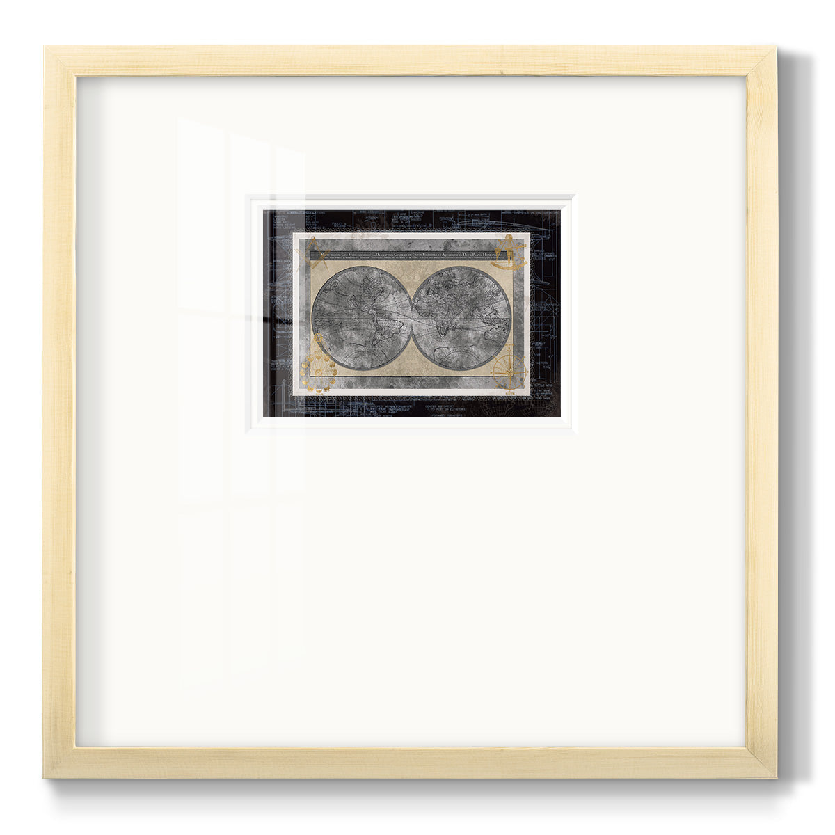 Night World Blueprint - Double Matboard Framed Print