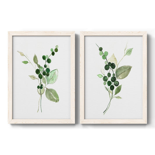 Sprigs in Green I   - Premium Framed Canvas 2 Piece Set - Ready to Hang