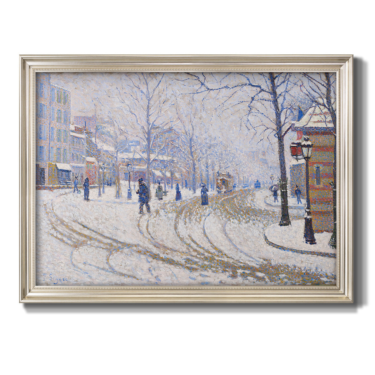 Snow, Boulevard de Clichy, Paris - Ornate Framed Canvas Print