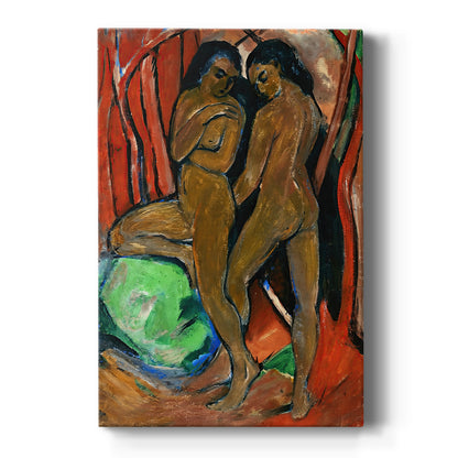 Canvas art print featuring an expressionist scene of two figures with stylized forms and vivid color on a clean white background.