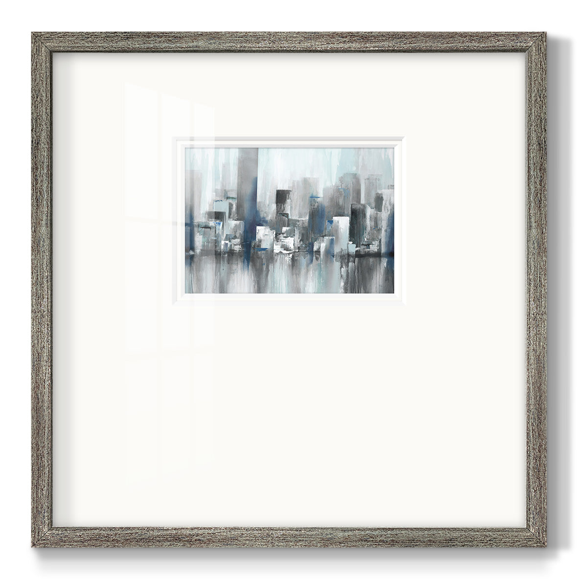 Cityscape in Blues- Premium Framed Print Double Matboard