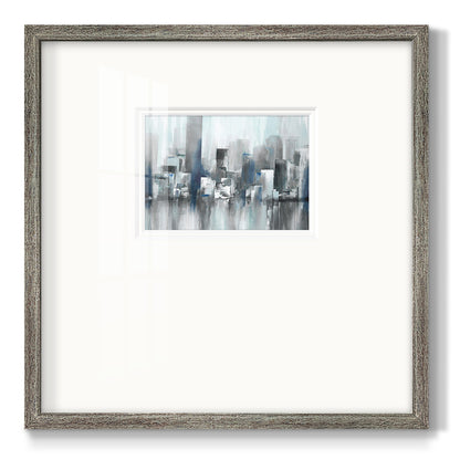 Cityscape in Blues- Premium Framed Print Double Matboard