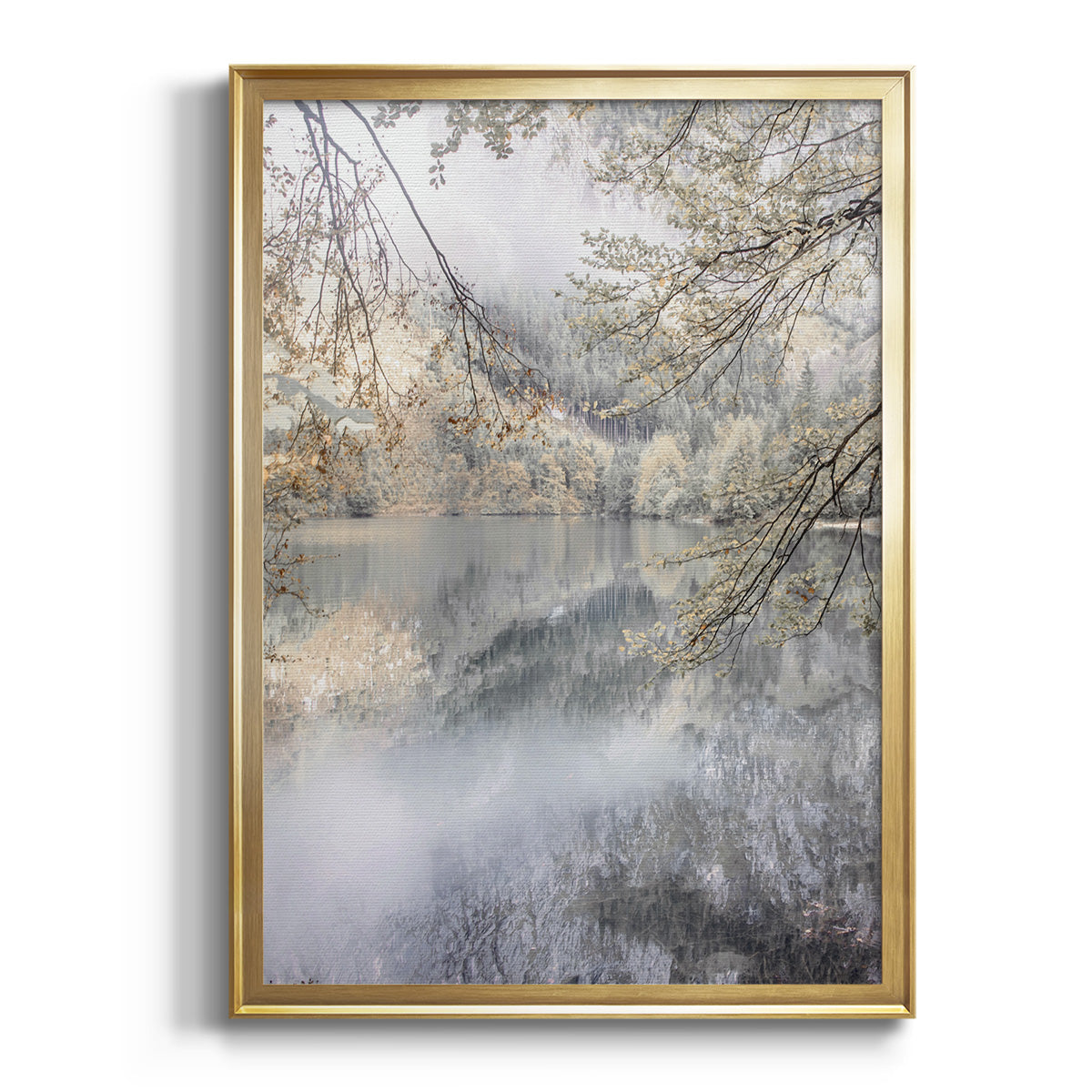Misty Lake - Modern Framed Canvas Print