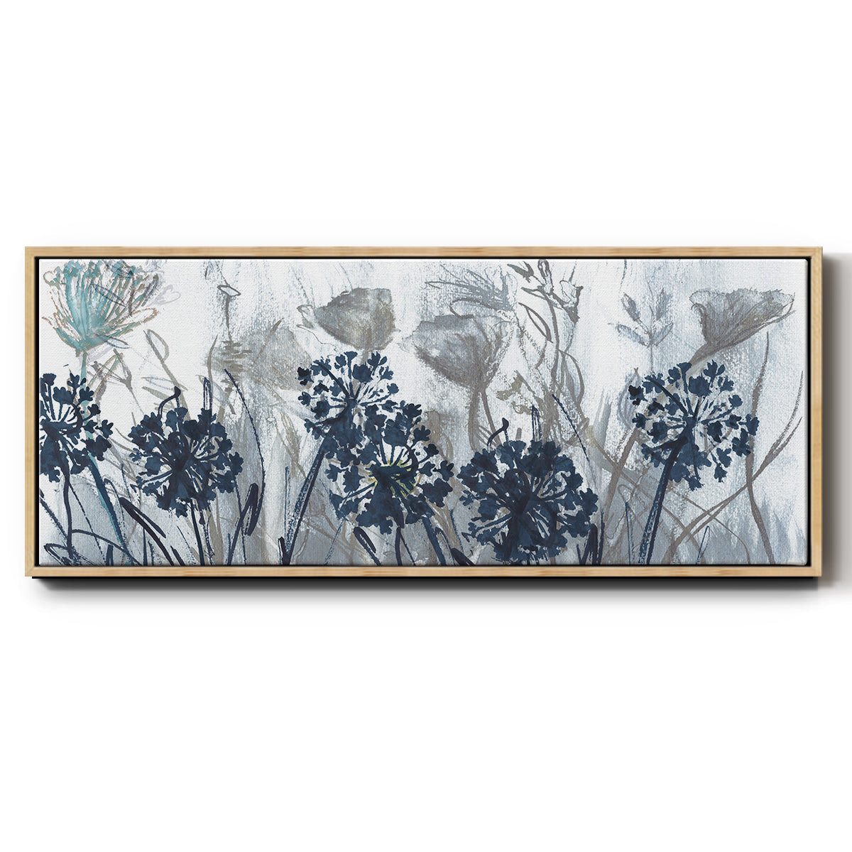Indigo Field - Floater Framed Canvas Print