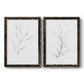 Set of two black barnwood framed canvas prints featuring two minimalist botanical line drawings featuring single continuous-line leafy branches.