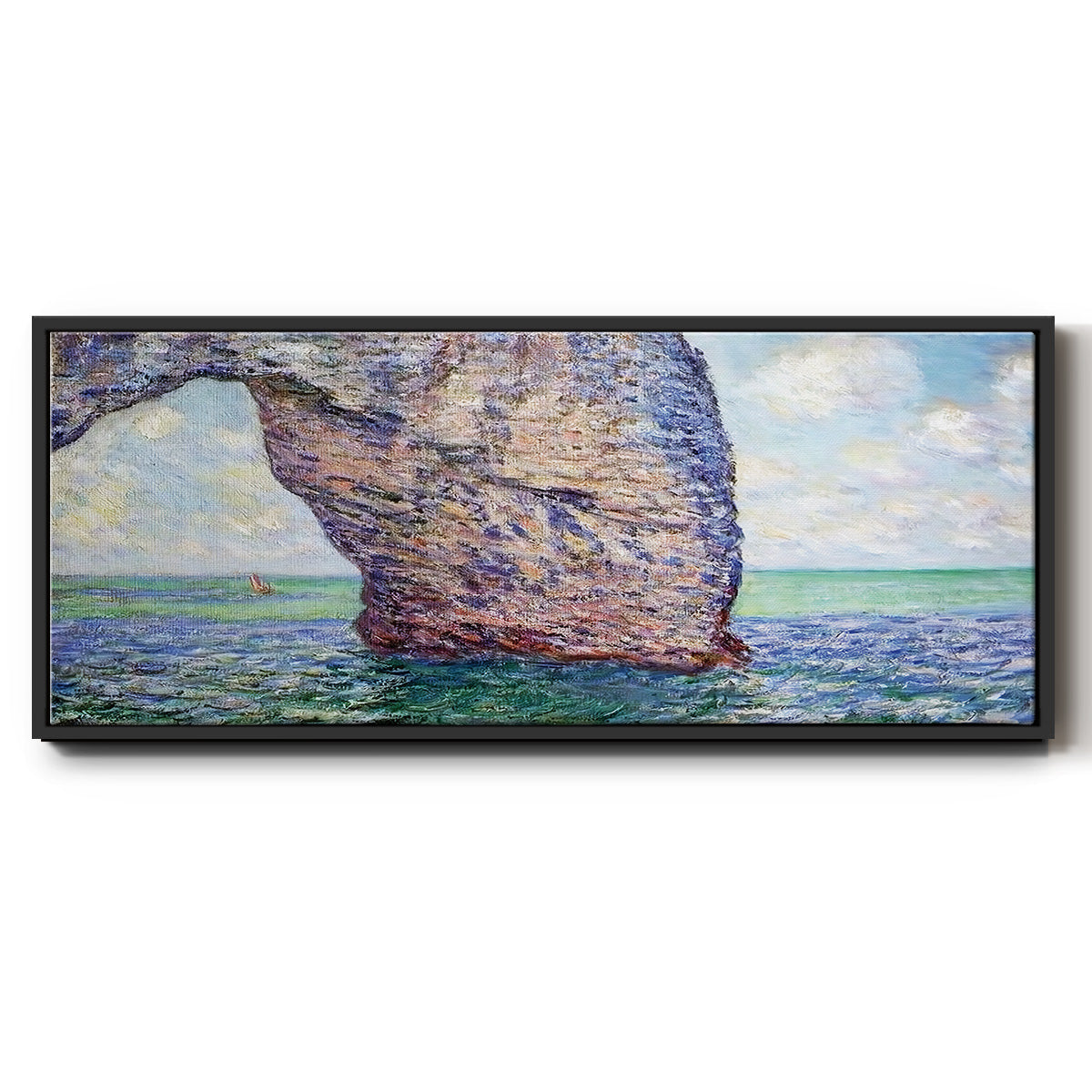 The Manneport at High Tide, 1885 - Floater Framed Canvas Print