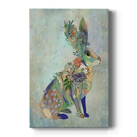 Fantastic Florals Hare, Sitting - Canvas Art Print