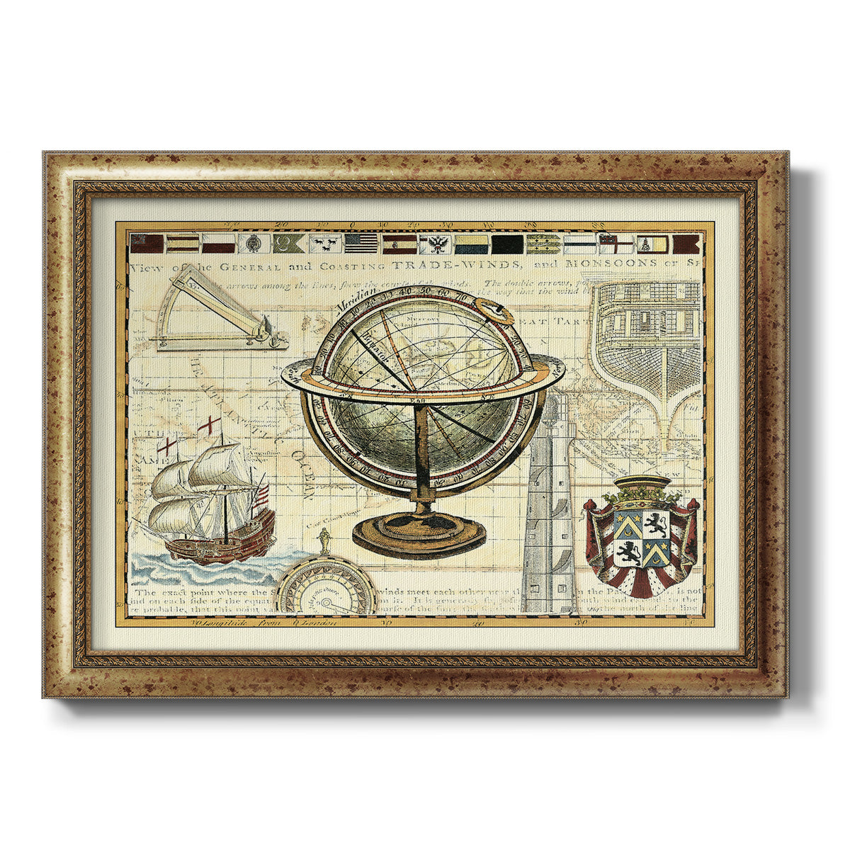 Nautical Map II Premium Framed Canvas- Ready to Hang