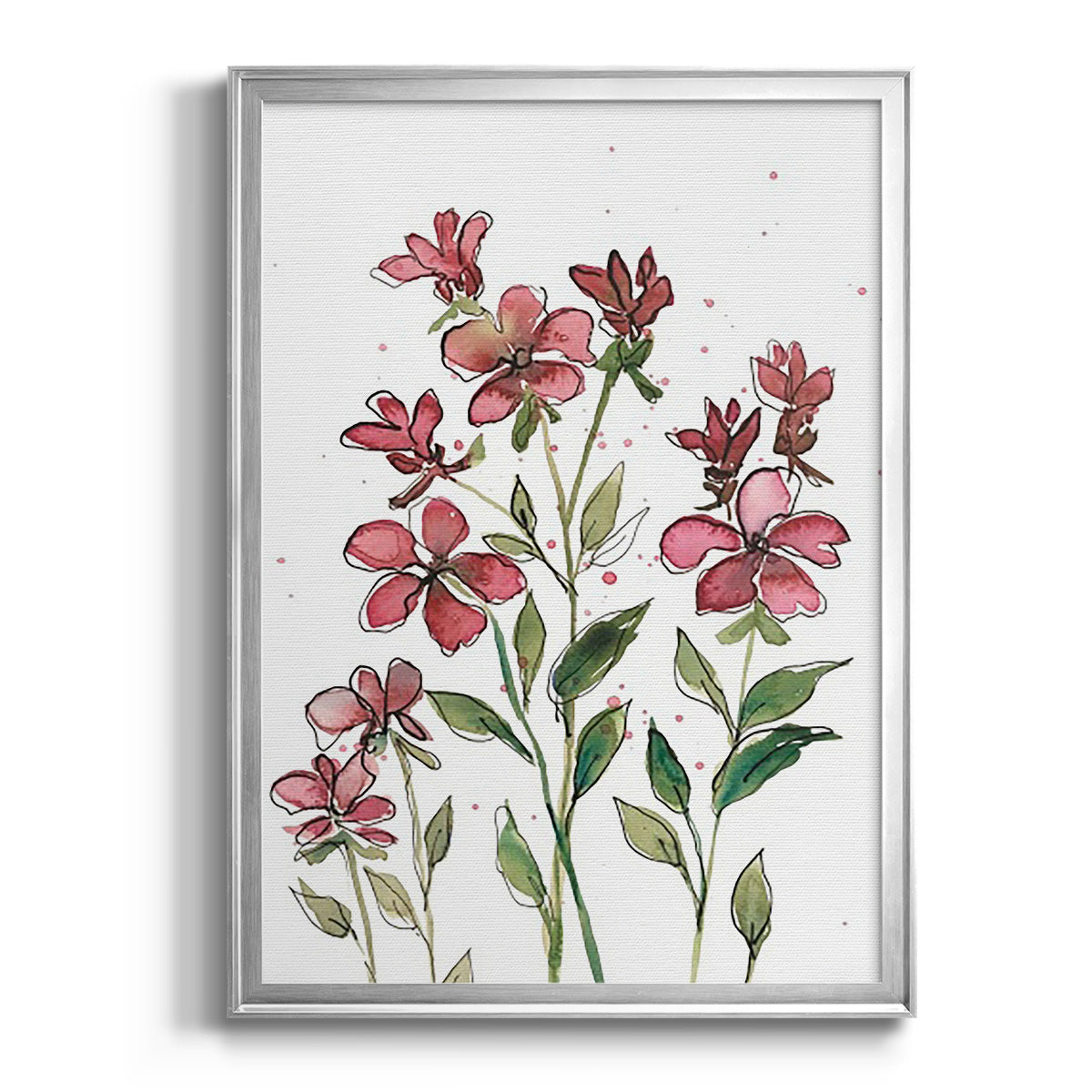 Watercolor Floral Stems II - Modern Framed Canvas Print