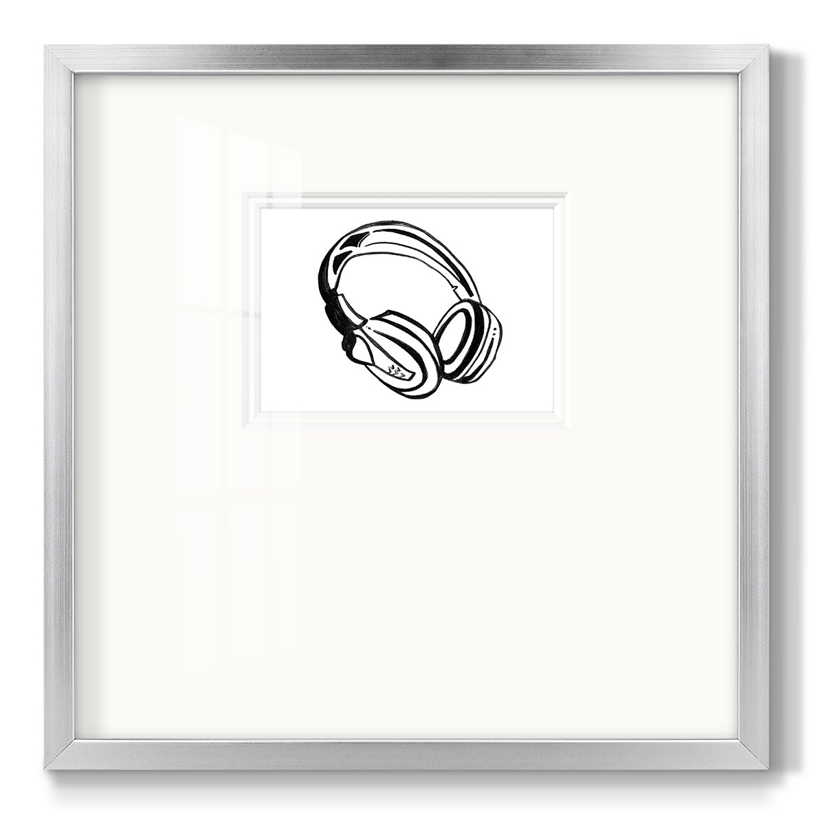 Headphones Sketch Premium Framed Print Double Matboard