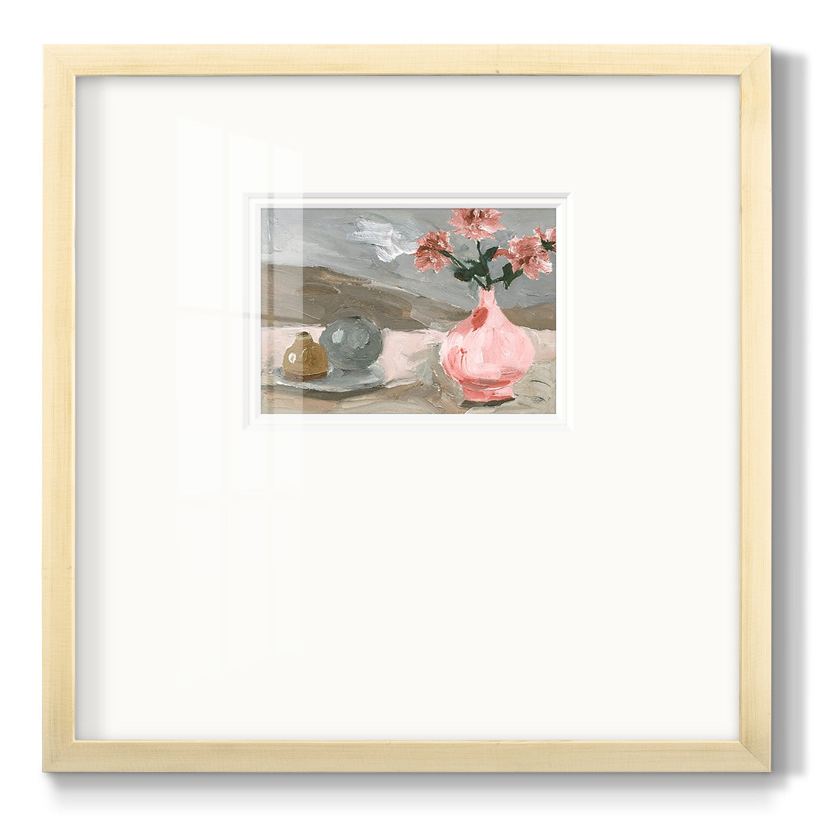 Vase of Pink Flowers VI Premium Framed Print Double Matboard