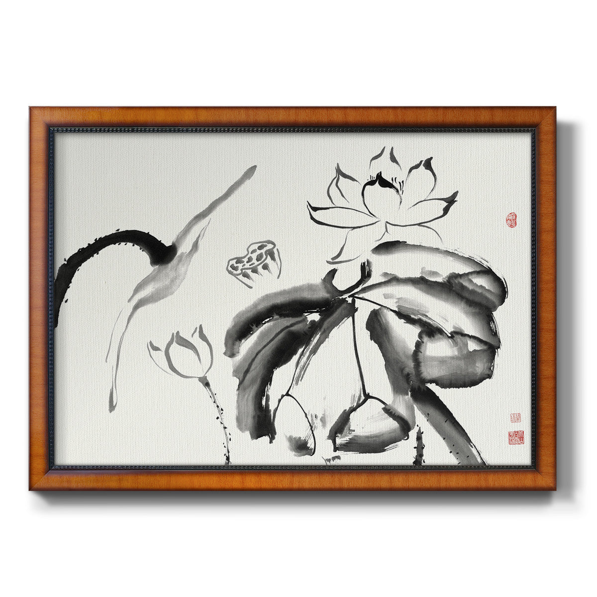 Lotus Study III Premium Framed Canvas- Ready to Hang