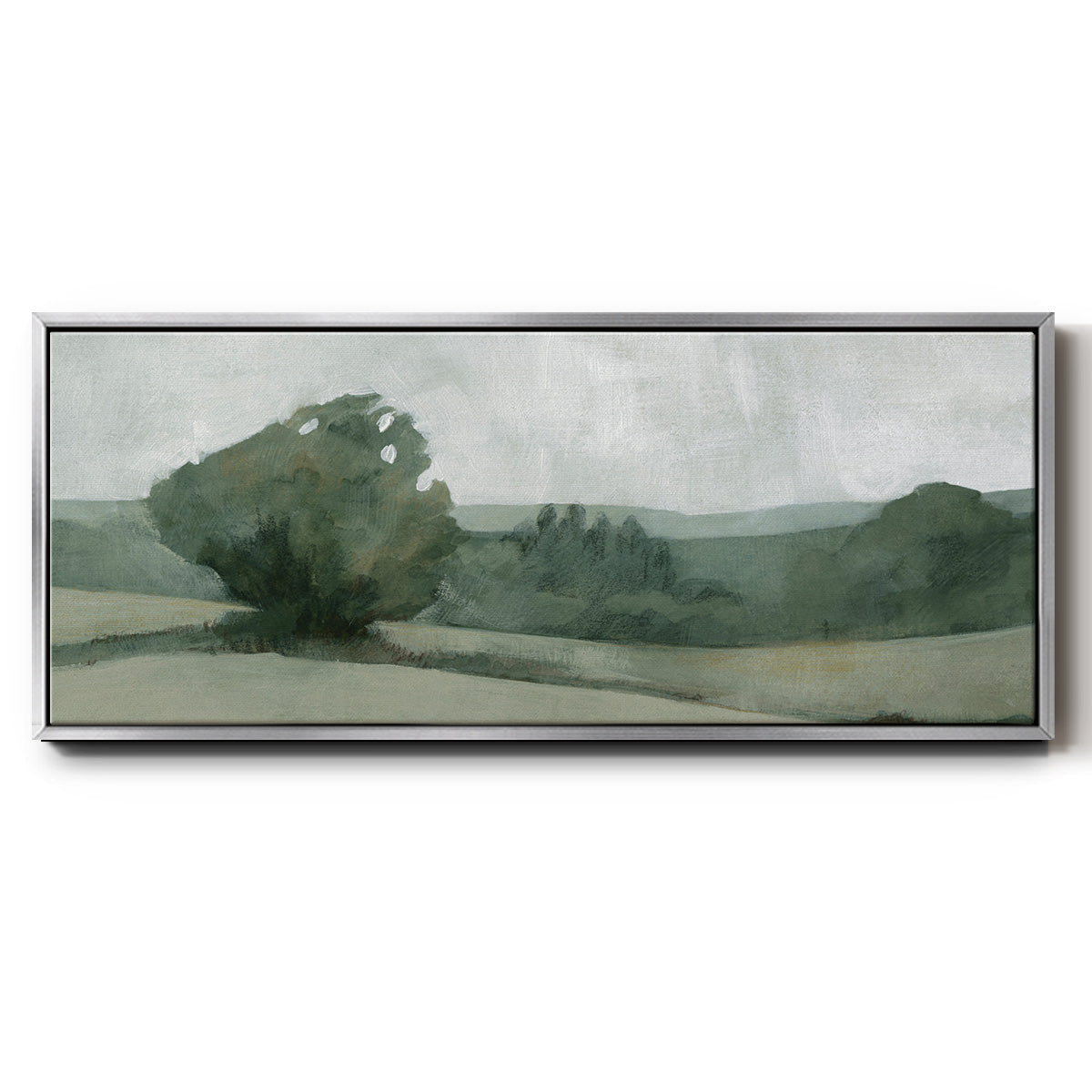 Soft Green Landscape I - Floater Framed Canvas Print