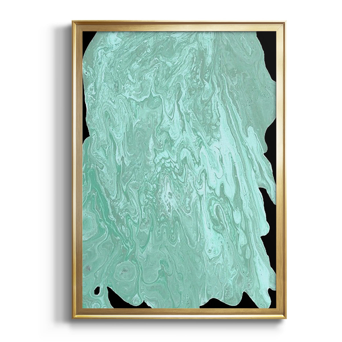 Teal Cascade II - Modern Framed Canvas Print
