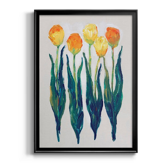 Tulips in a Row I - Modern Framed Canvas Print