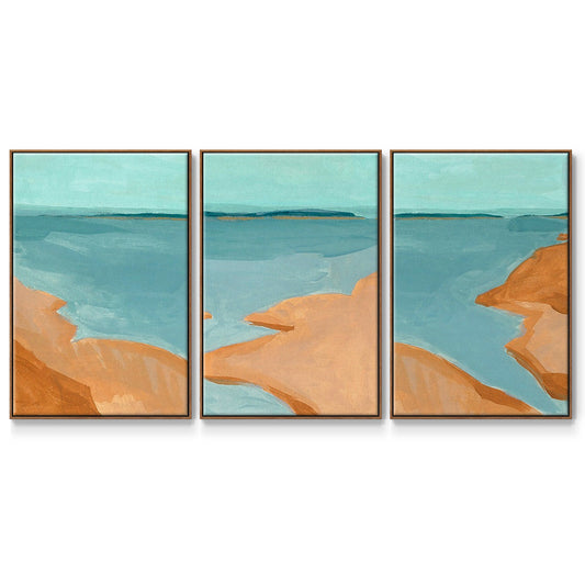 Out on the Sandbar I - Framed Premium Gallery Wrapped Canvas L Frame 3 Piece Set - Ready to Hang