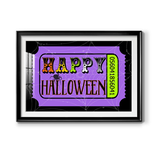Happy Halloween Ticket - Modern Framed Art Print