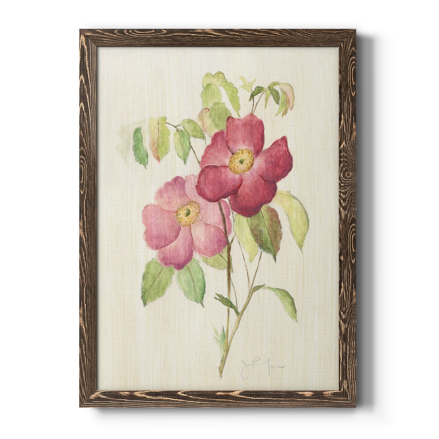 Dusty Rose II - Premium Canvas Framed in Barnwood - Ready to Hang