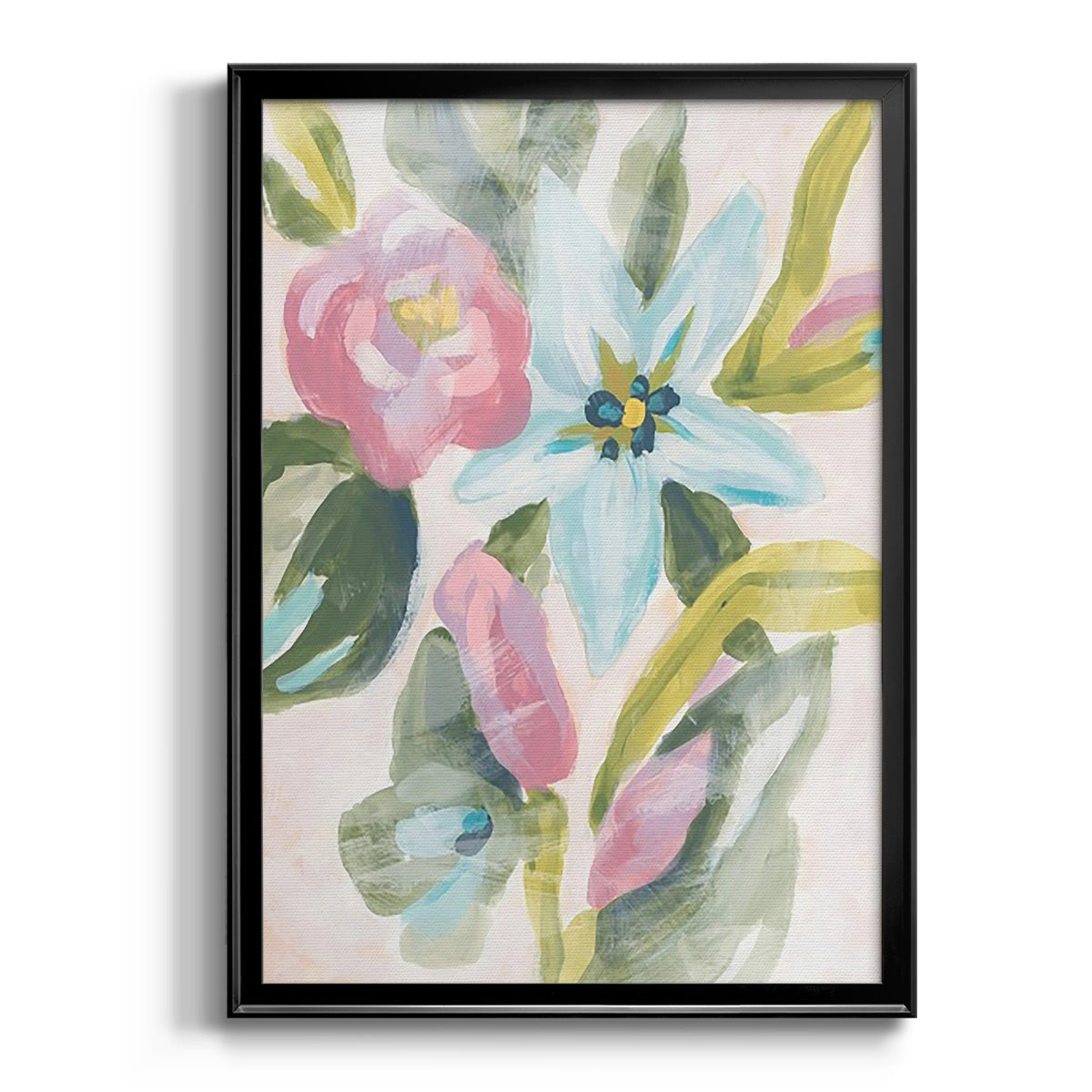 Floral Breeze Fresco  I - Modern Framed Canvas Print