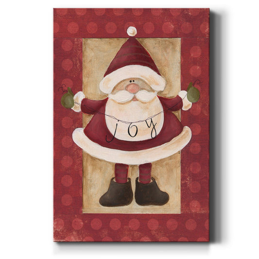 Polka Dot Joy Santa - Canvas Art Print