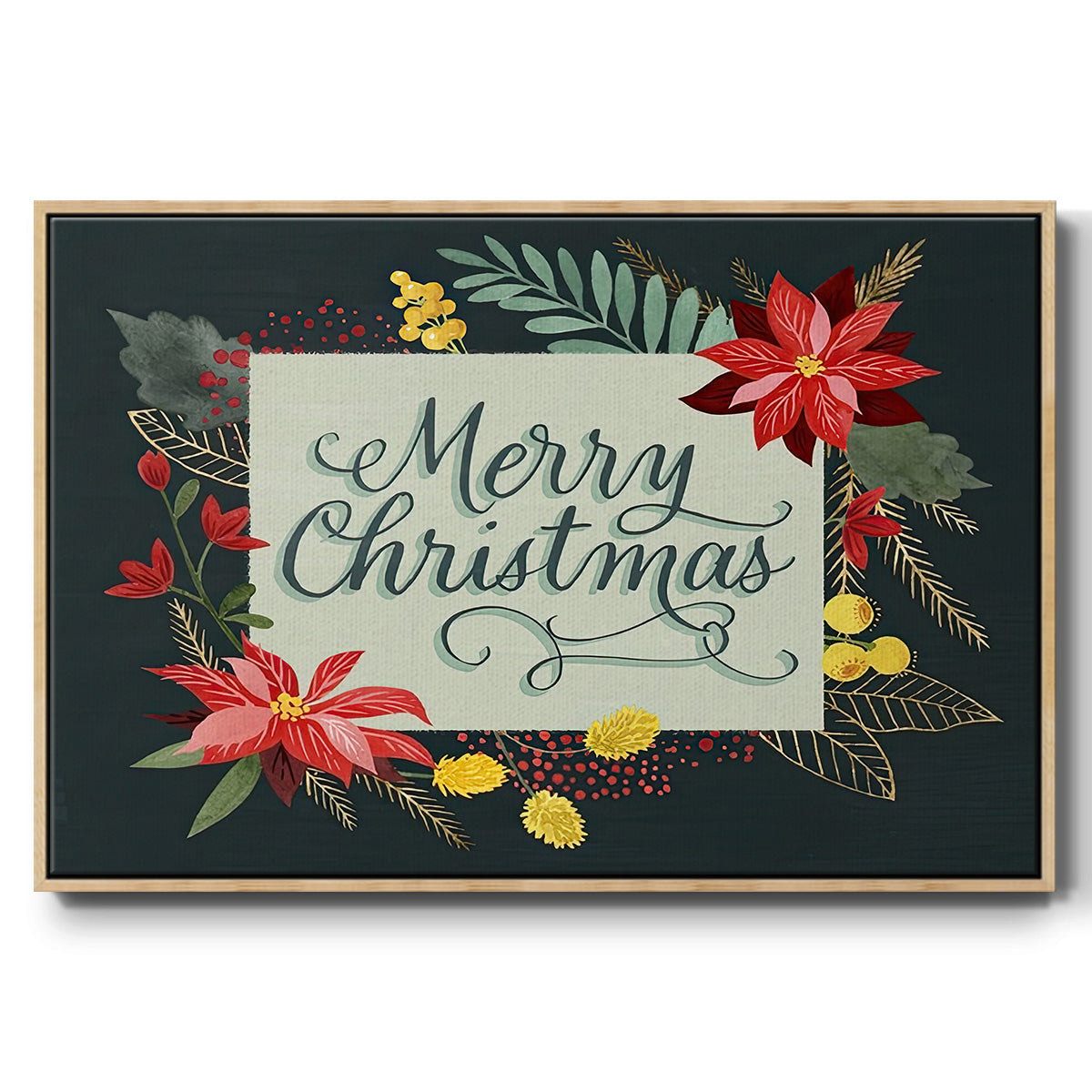 Bright Christmas Night Collection A - Floater Framed Canvas Print