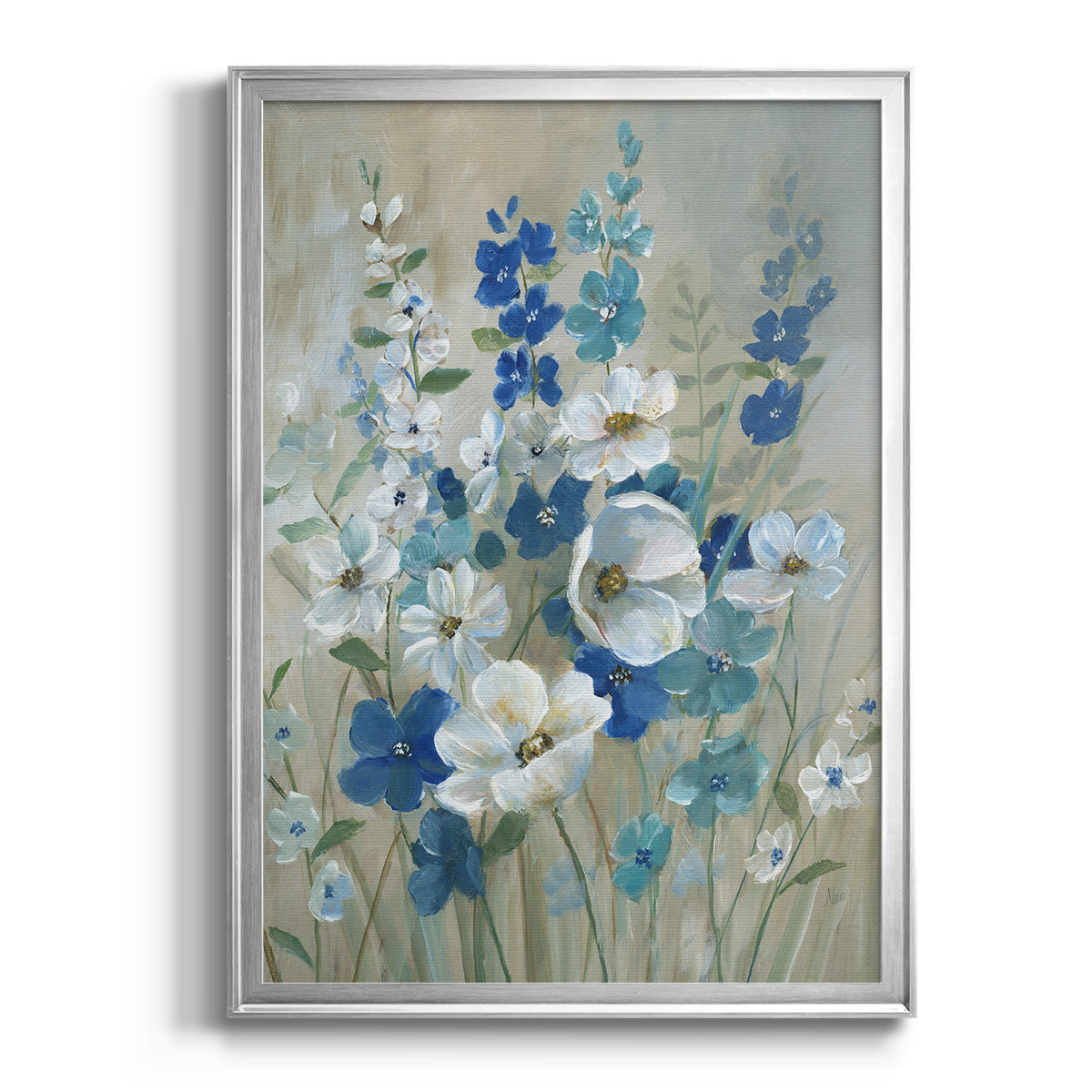 Blue Garden I - Modern Framed Canvas Print