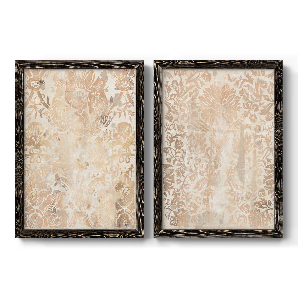 Walnut Damask III - Premium Framed Canvas 2 Piece Set - Ready to Hang