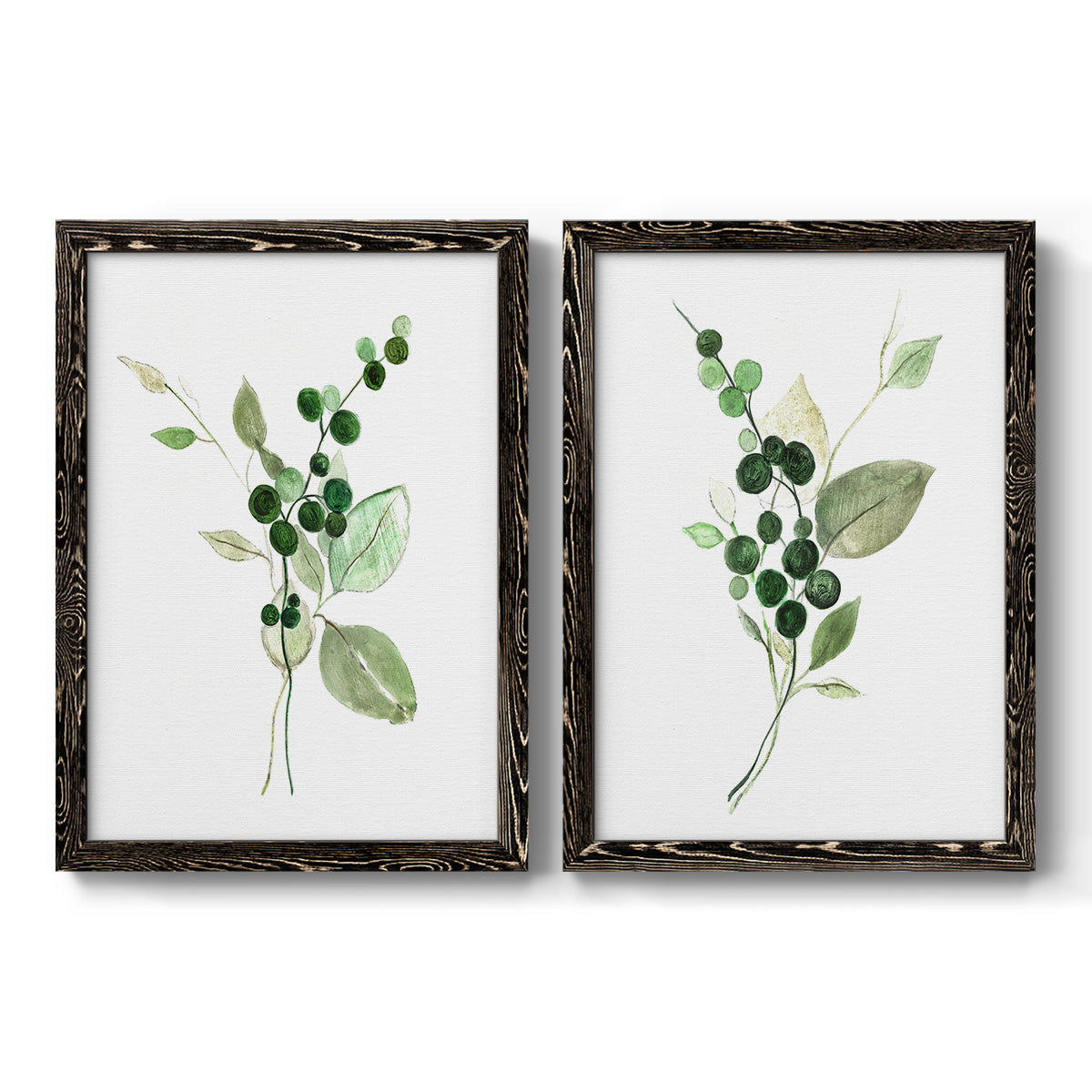 Sprigs in Green I   - Premium Framed Canvas 2 Piece Set - Ready to Hang