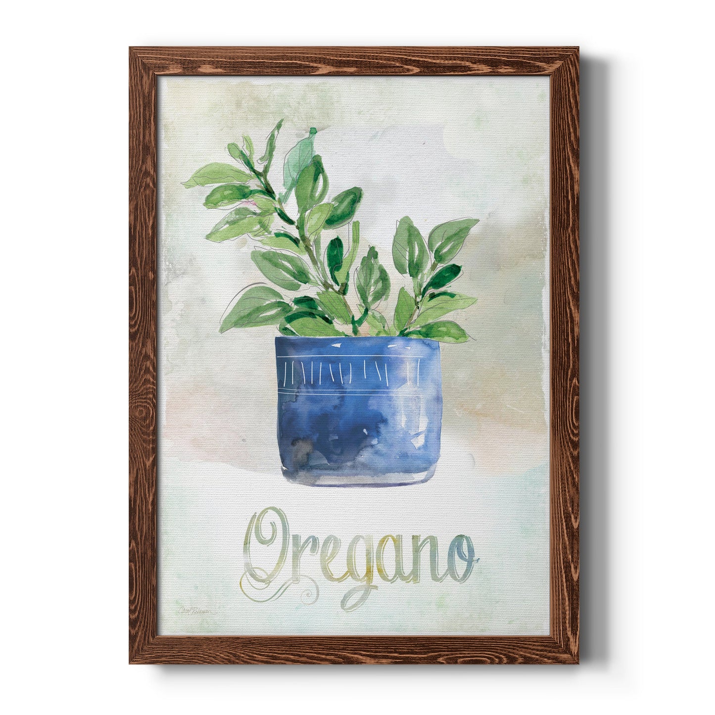 Potted Oregano - Premium Canvas Framed in Barnwood - Ready to Hang