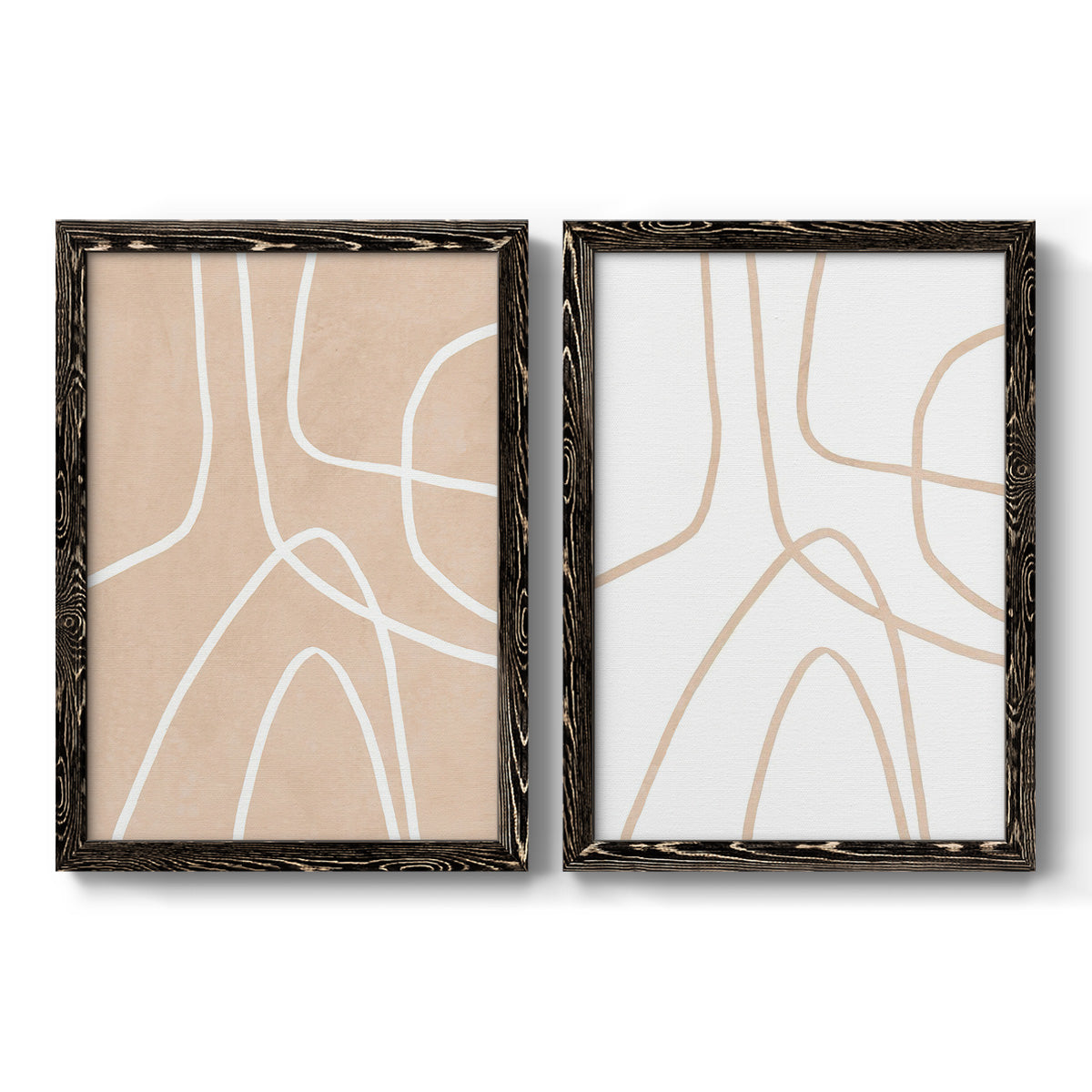 Clean Contour I - Barnwood Framed Canvas Set