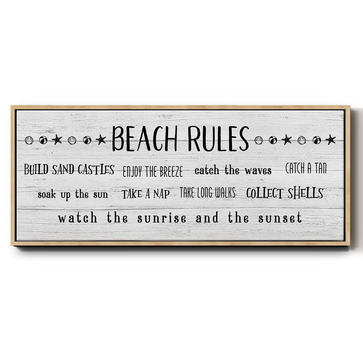 Rules of the Beach - Floater Framed Canvas Print