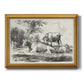 Classical pastoral landscape artwork by Nicolas Berchem printed on canvas in an ornate antique gold frame.