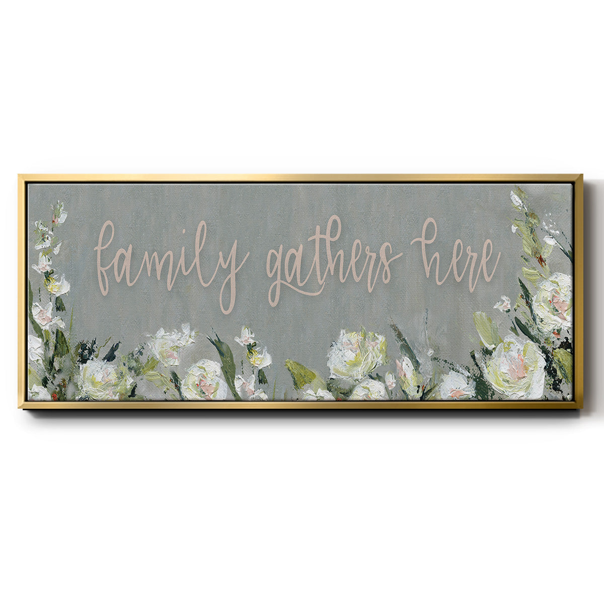 Family Gathers - Floater Framed Canvas Print