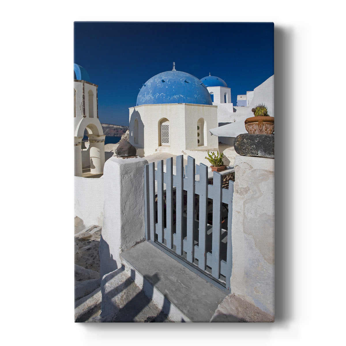 Santorini Sidewalk Premium Gallery Wrapped Canvas - Ready to Hang