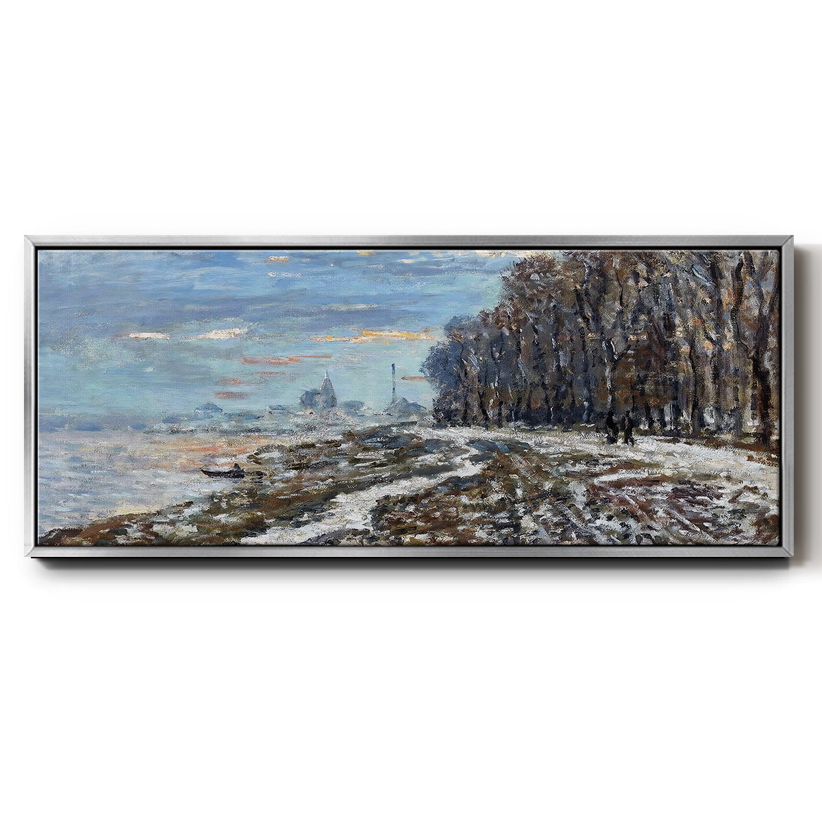 The Promenade at Argenteuil, Winter's Evening, 1875 - Floater Framed Canvas Print