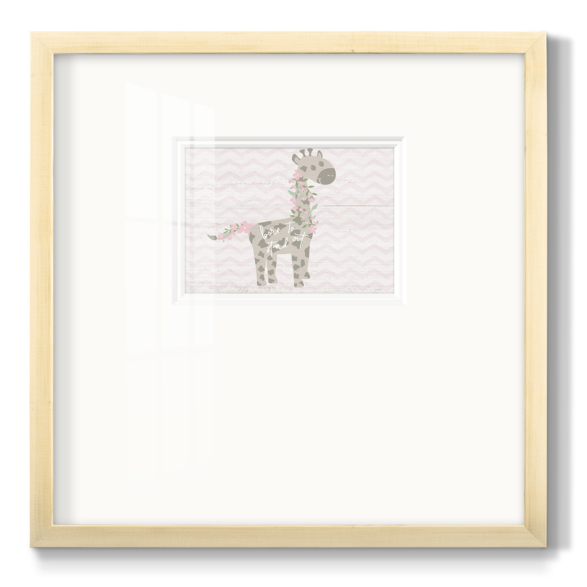 Floral Giraffe - Double Matboard Framed Print