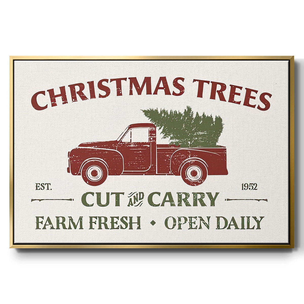 Christmas Farm Sign Collection A - Framed Gallery Wrapped Canvas in Floating Frame