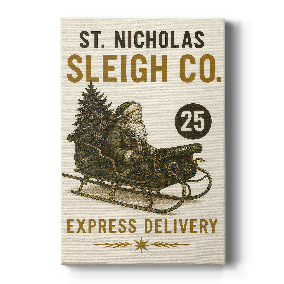 Tinsel-Gold Evergreen Village - Canvas Art Print