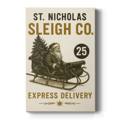 Tinsel-Gold Evergreen Village - Canvas Art Print