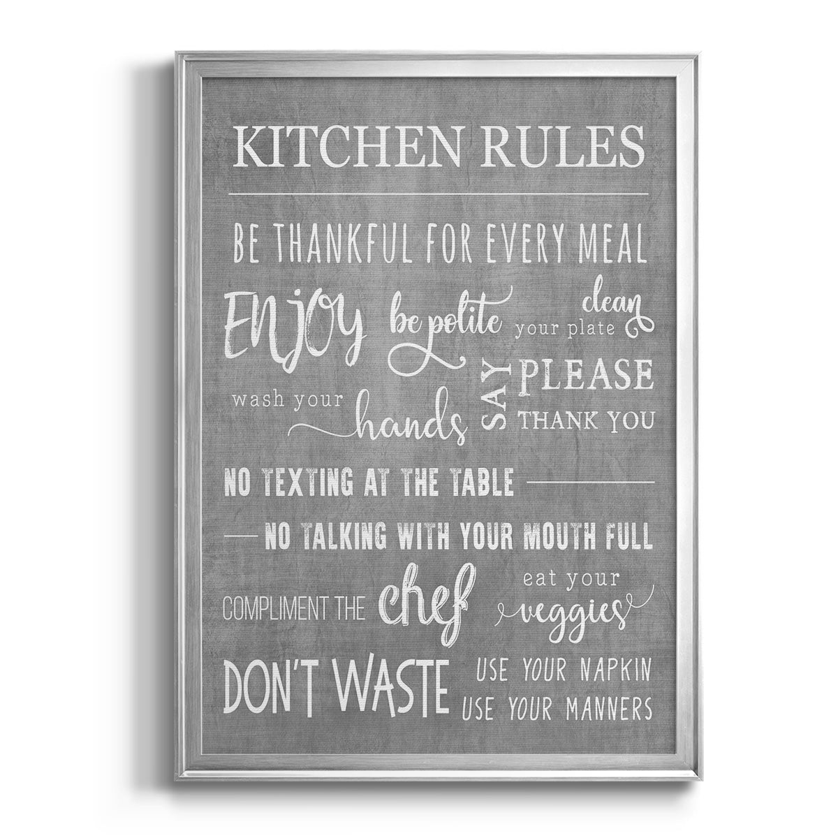 Neutral Kitchen Rules - Modern Framed Canvas Print