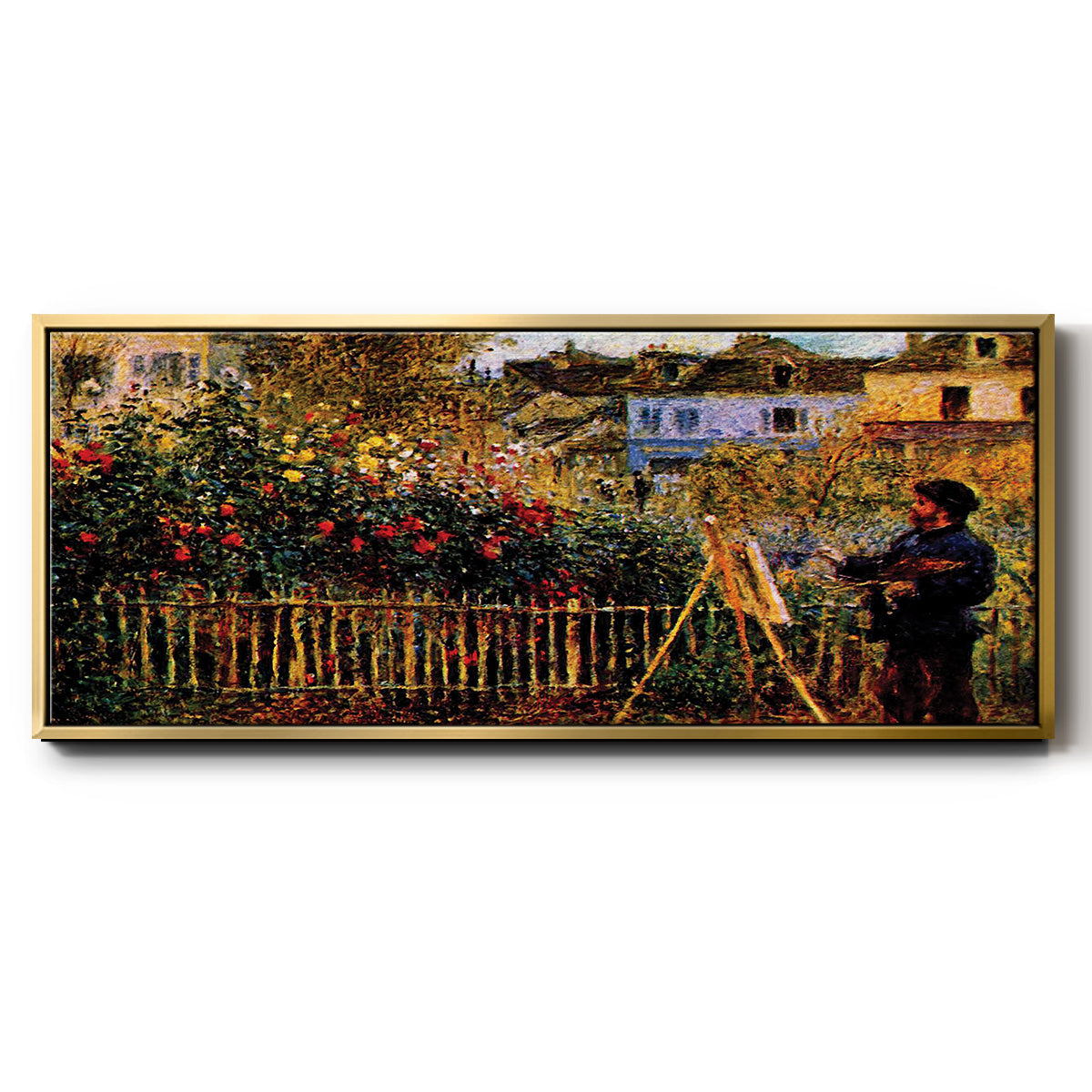 Monet Painting in His Garden in Argenteuil - Floater Framed Canvas Print
