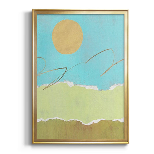 Green and Gold Pieced Landscape I - Modern Framed Canvas Print