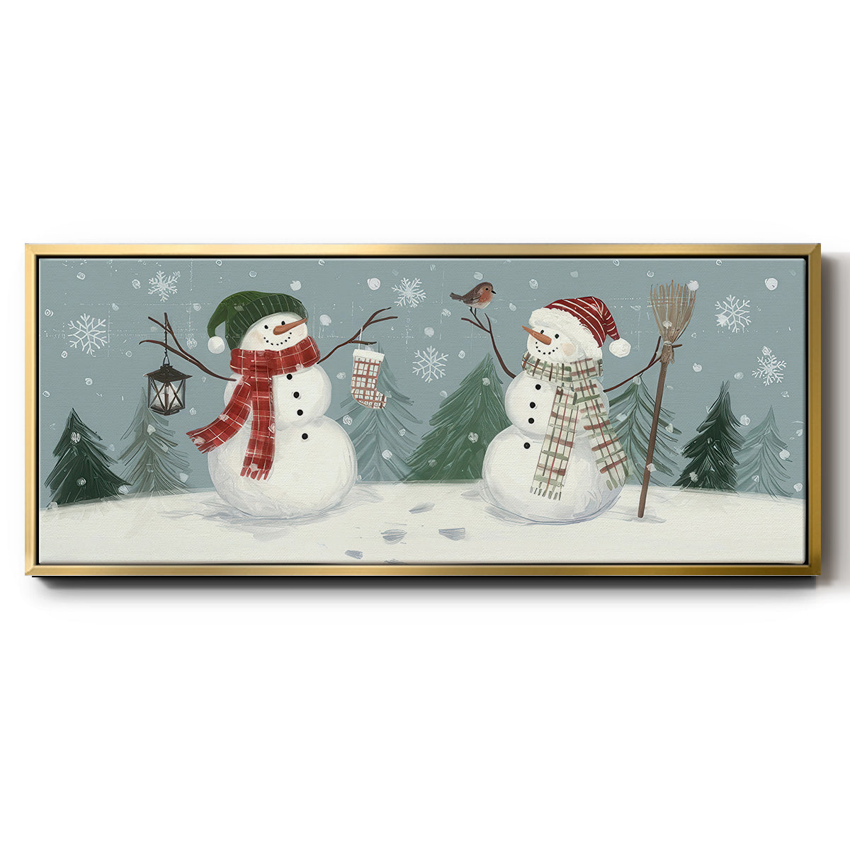 Snowmen VI - Floater Framed Canvas Print