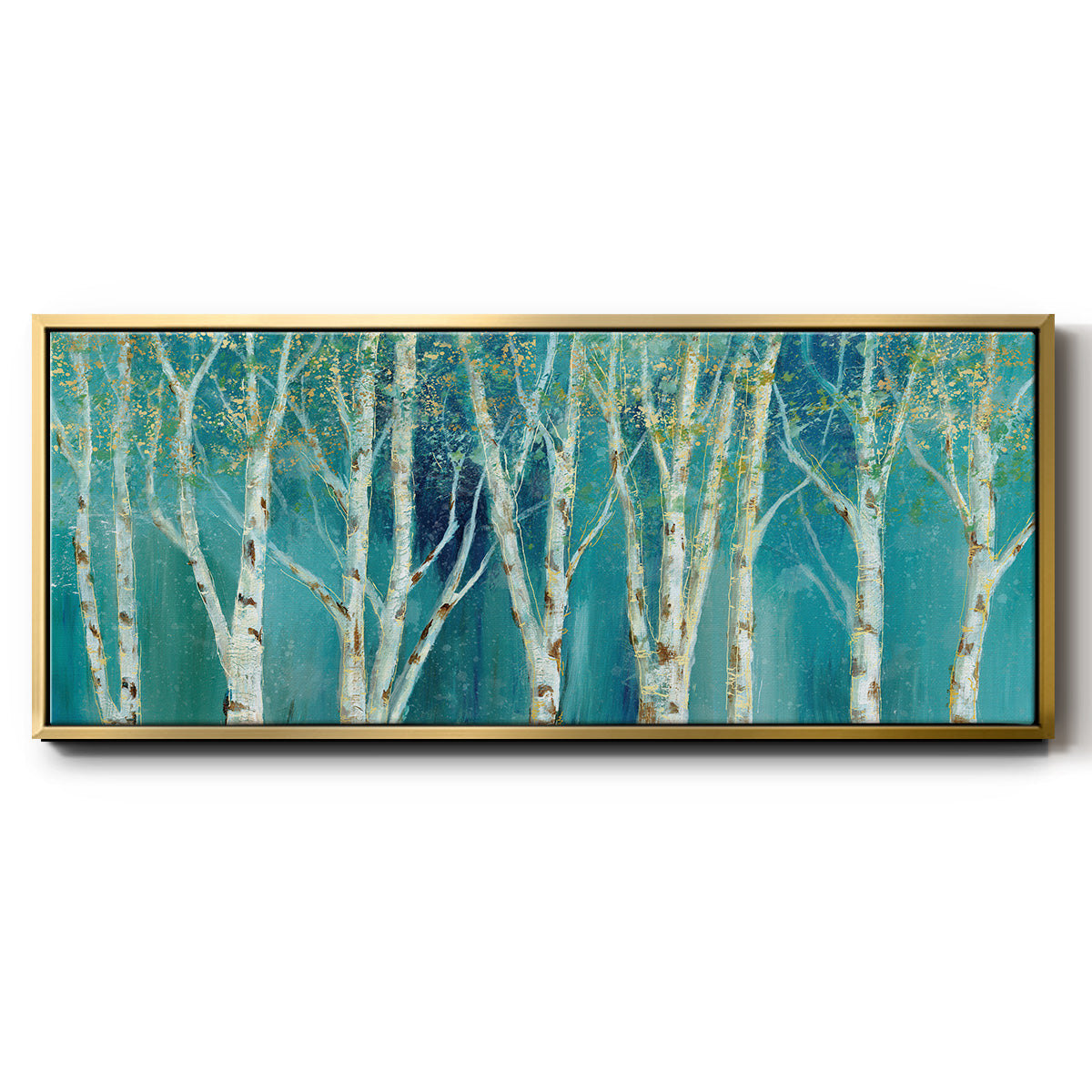 Birch on Blue - Floater Framed Canvas Print